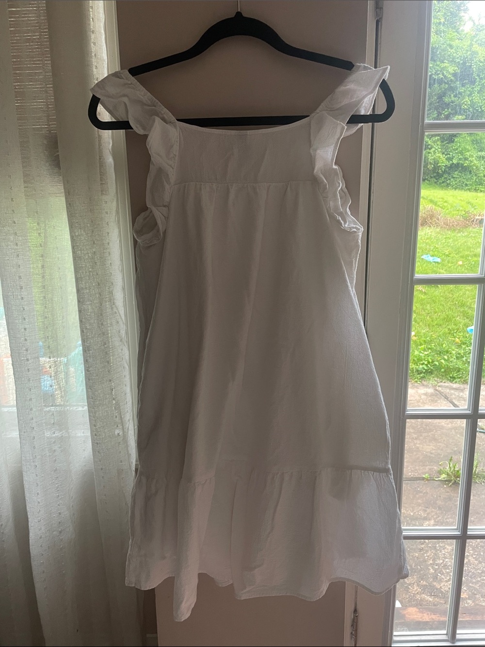 White Cotton Ruffle-Strap Sundress - Picture 3 of 3